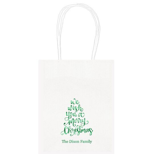Hand Lettered We Wish You A Merry Christmas Mini Twisted Handled Bags